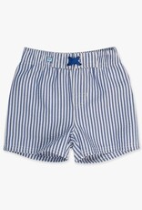 RuffleButts Swim Trunks Blue Seersucker