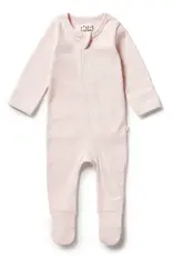wilson + frenchy Cantaloupe Organic Stripe Rib Zipsuit w/Feet
