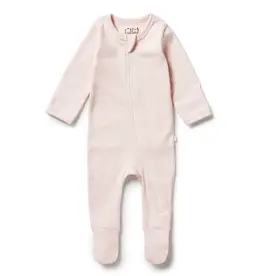 wilson + frenchy SALE Cantaloupe Organic Stripe Rib Zipsuit w/Feet