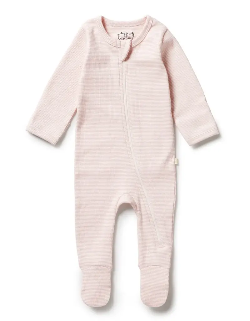 wilson + frenchy Cantaloupe Organic Stripe Rib Zipsuit w/Feet
