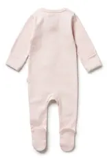 wilson + frenchy Cantaloupe Organic Stripe Rib Zipsuit w/Feet