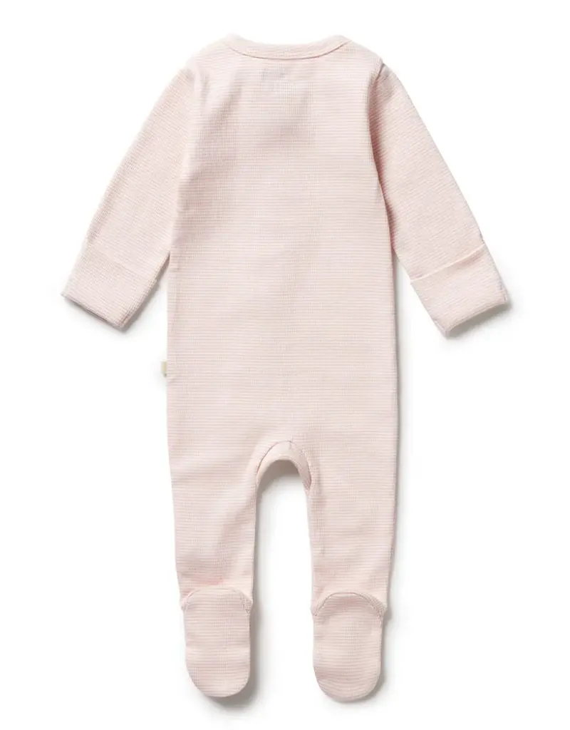wilson + frenchy Cantaloupe Organic Stripe Rib Zipsuit w/Feet