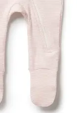 wilson + frenchy Cantaloupe Organic Stripe Rib Zipsuit w/Feet