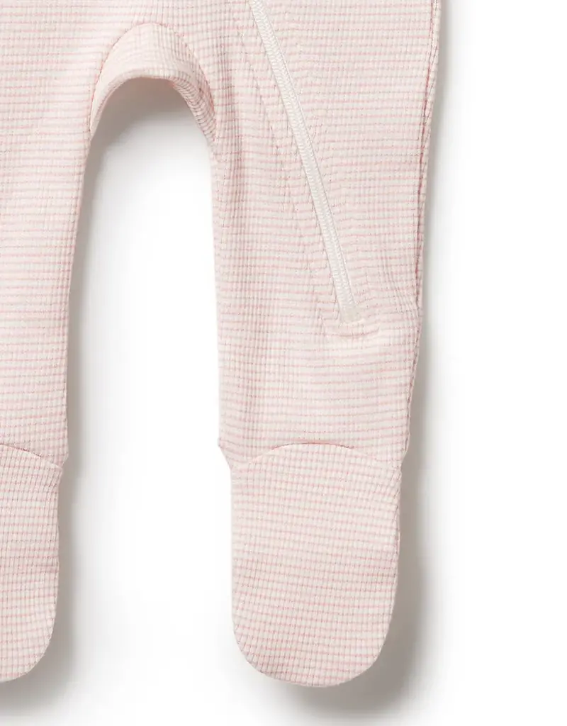 wilson + frenchy Cantaloupe Organic Stripe Rib Zipsuit w/Feet