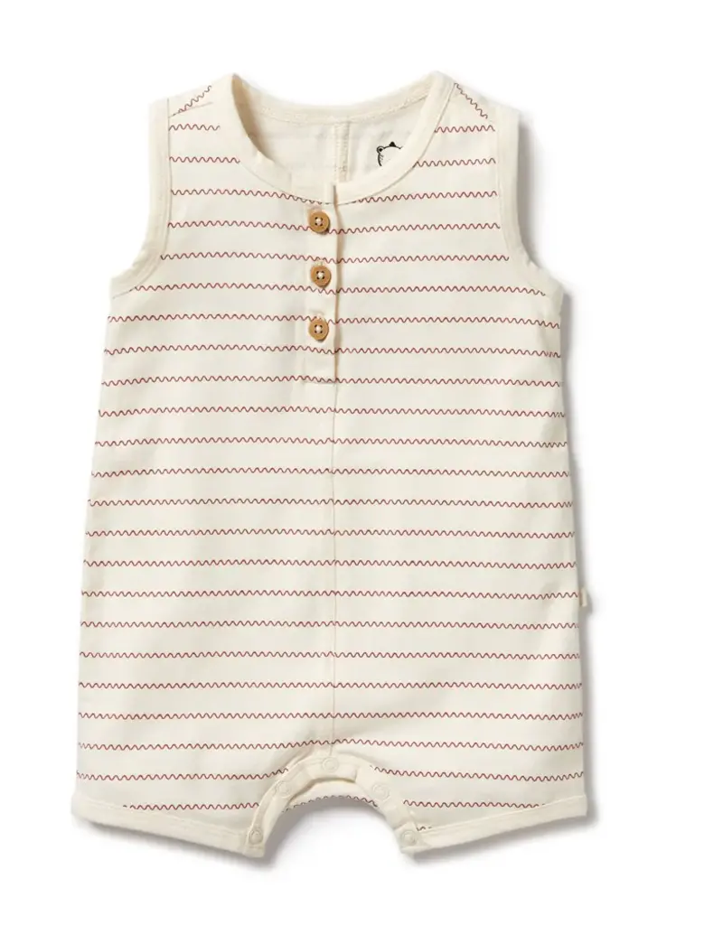 wilson + frenchy Squiggle Organic Henley Growsuit