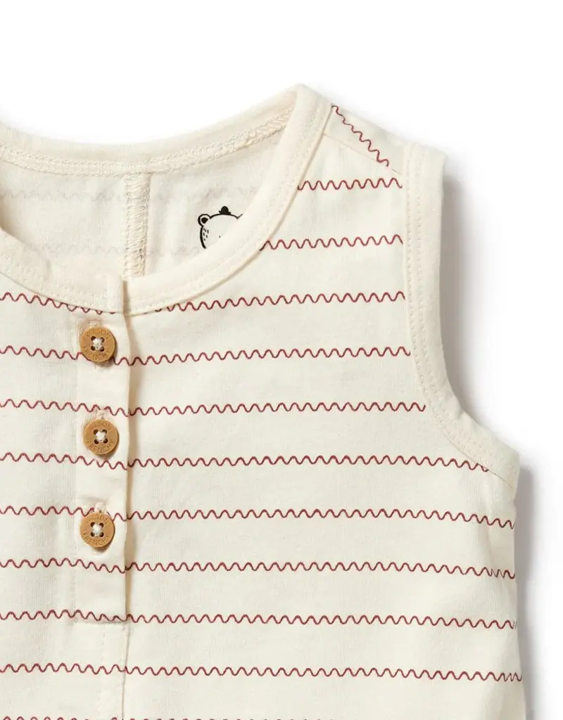 wilson + frenchy Squiggle Organic Henley Growsuit