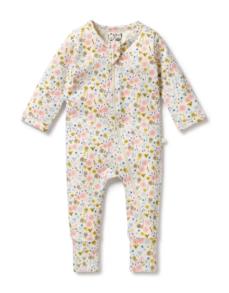 wilson + frenchy Ava Floral Organic Zipsuit w/Feet