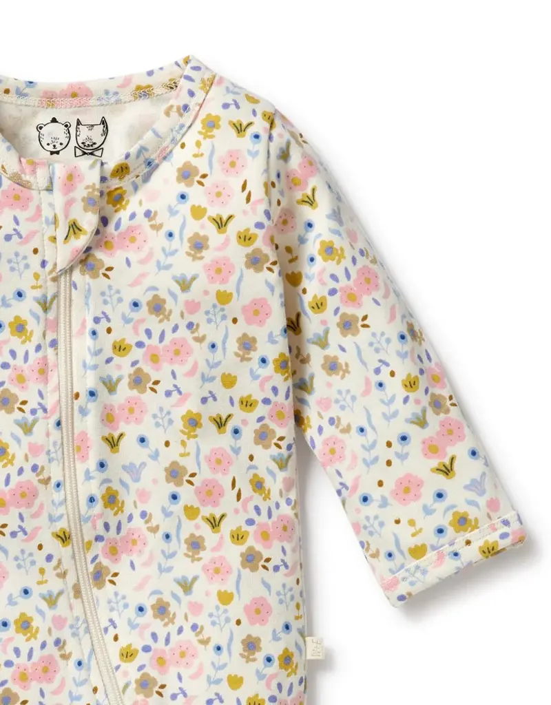 wilson + frenchy Ava Floral Organic Zipsuit w/Feet