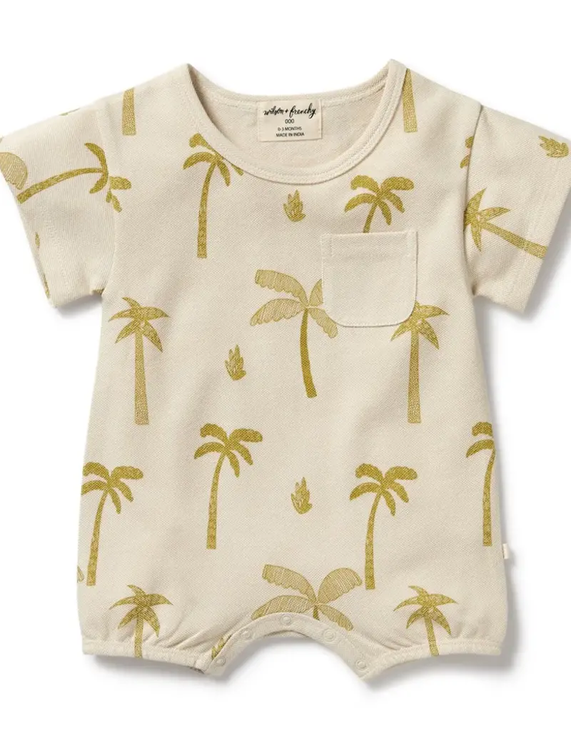 wilson + frenchy Palm Days Organic Henley Growsuit