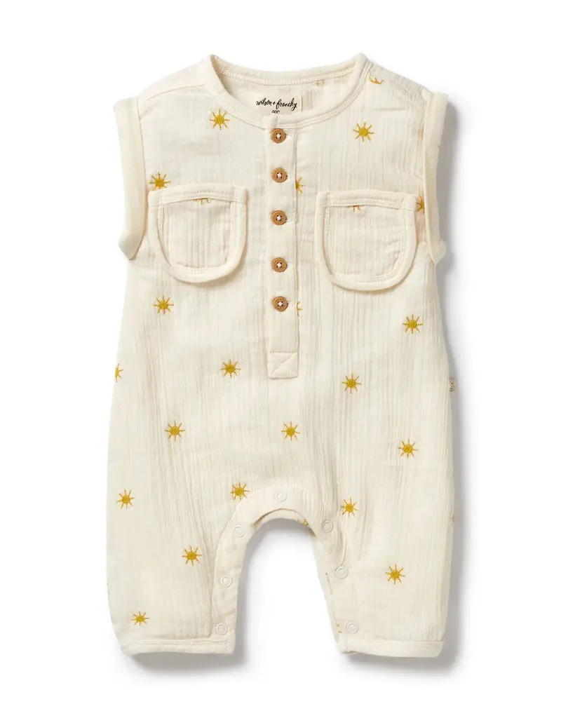 wilson + frenchy Sunshine Organic Crinkle Growsuit