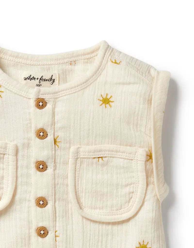 wilson + frenchy Sunshine Organic Crinkle Growsuit