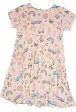 Sweet Bamboo Swirly Girl Dress Cap Sleeve Groovy Skates