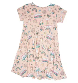 Sweet Bamboo Swirly Girl Dress Cap Sleeve Groovy Skates