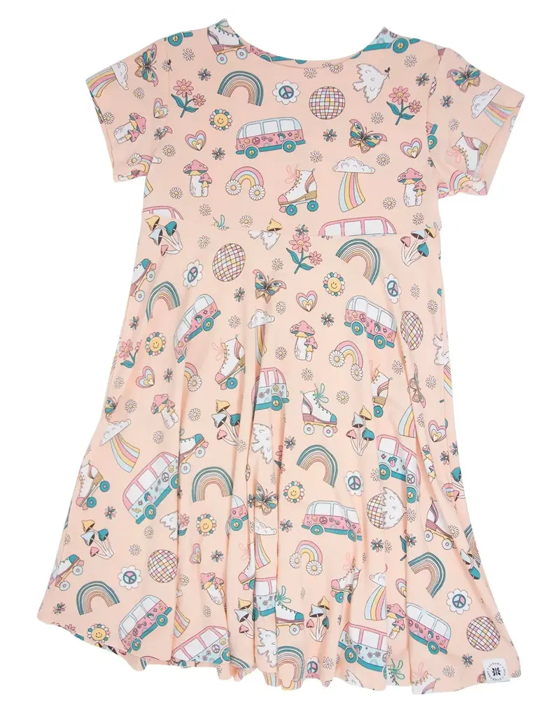 Sweet Bamboo Swirly Girl Dress Cap Sleeve Groovy Skates