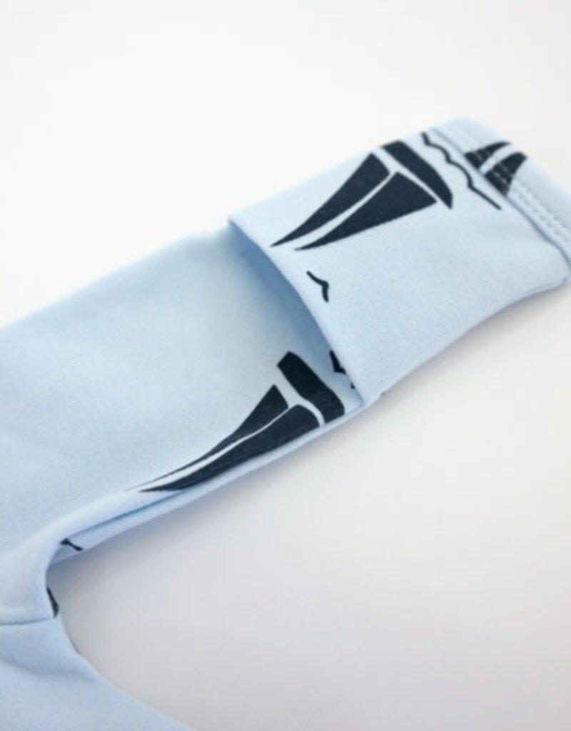 oh baby! Denim Sailboat Print Zipper Footie Sky Blue