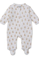 Kissy Kissy Jacquard Teddy Bear Print Footie w/Zip Brown