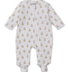 Kissy Kissy Jacquard Teddy Bear Print Footie w/Zip Brown