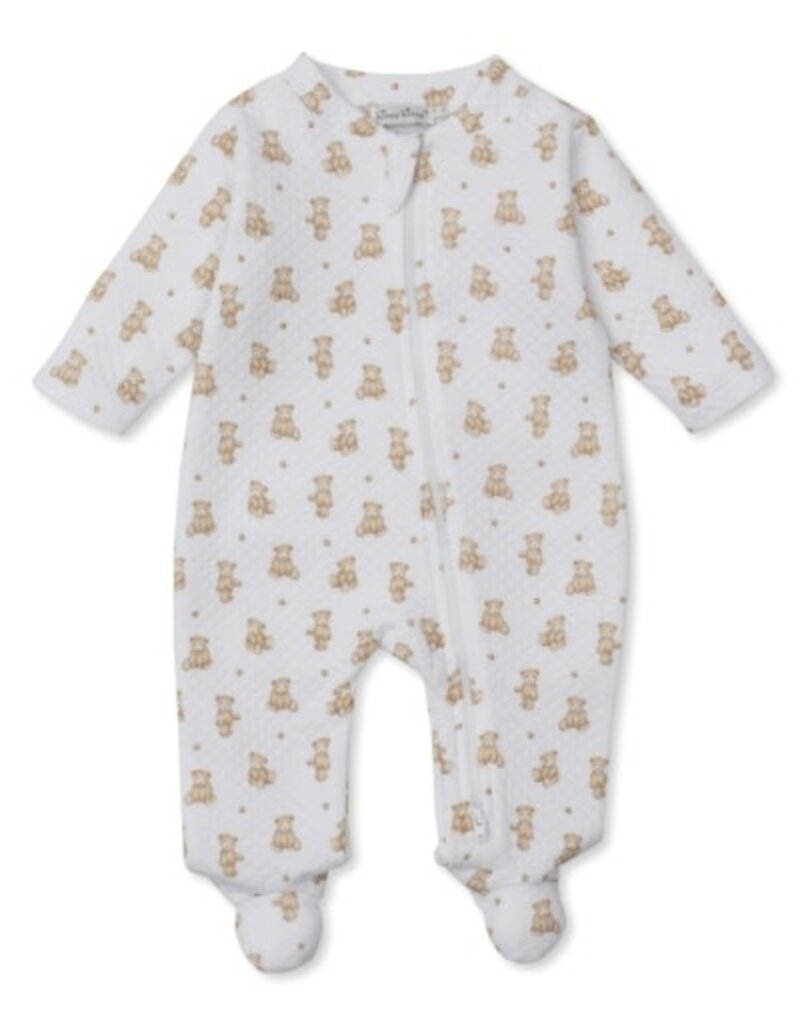 Kissy Kissy Jacquard Teddy Bear Print Footie w/Zip Brown
