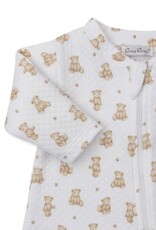Kissy Kissy Jacquard Teddy Bear Print Footie w/Zip Brown