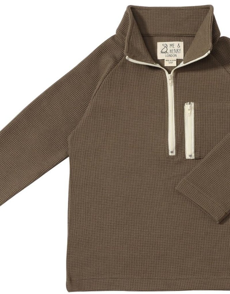 Me & Henry Picket Zip Up Top Olive Waffle