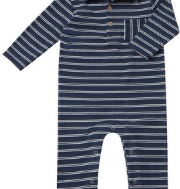 Me & Henry Kingston Navy Double Stripe Polo Romper