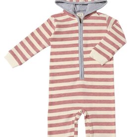Me & Henry Stefano Hooded Red Cream Romper