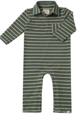 Me & Henry Kingston Green Double Stripe Polo Romper