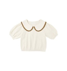 Rylee + Cru Inc. POINTELLE COLLARED TOP || NATURAL