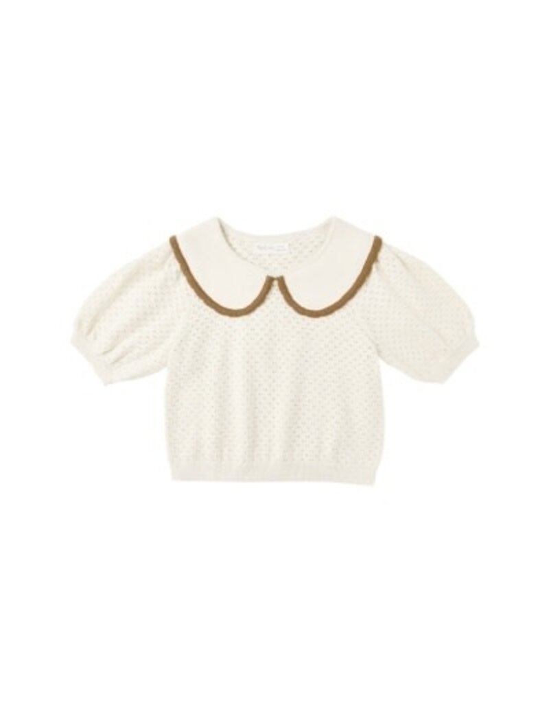 Rylee + Cru Inc. POINTELLE COLLARED TOP || NATURAL