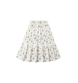 Rylee + Cru Inc. RUFFLE TIERED MIDI SKIRT || BLUE FLORAL NATURAL