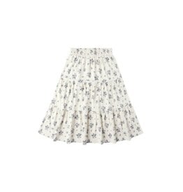 Rylee + Cru Inc. SALE RUFFLE TIERED MIDI SKIRT || BLUE FLORAL NATURAL