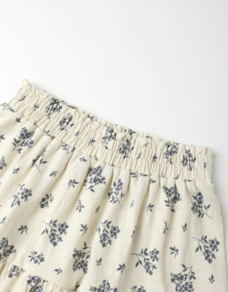 Rylee + Cru Inc. RUFFLE TIERED MIDI SKIRT || BLUE FLORAL NATURAL