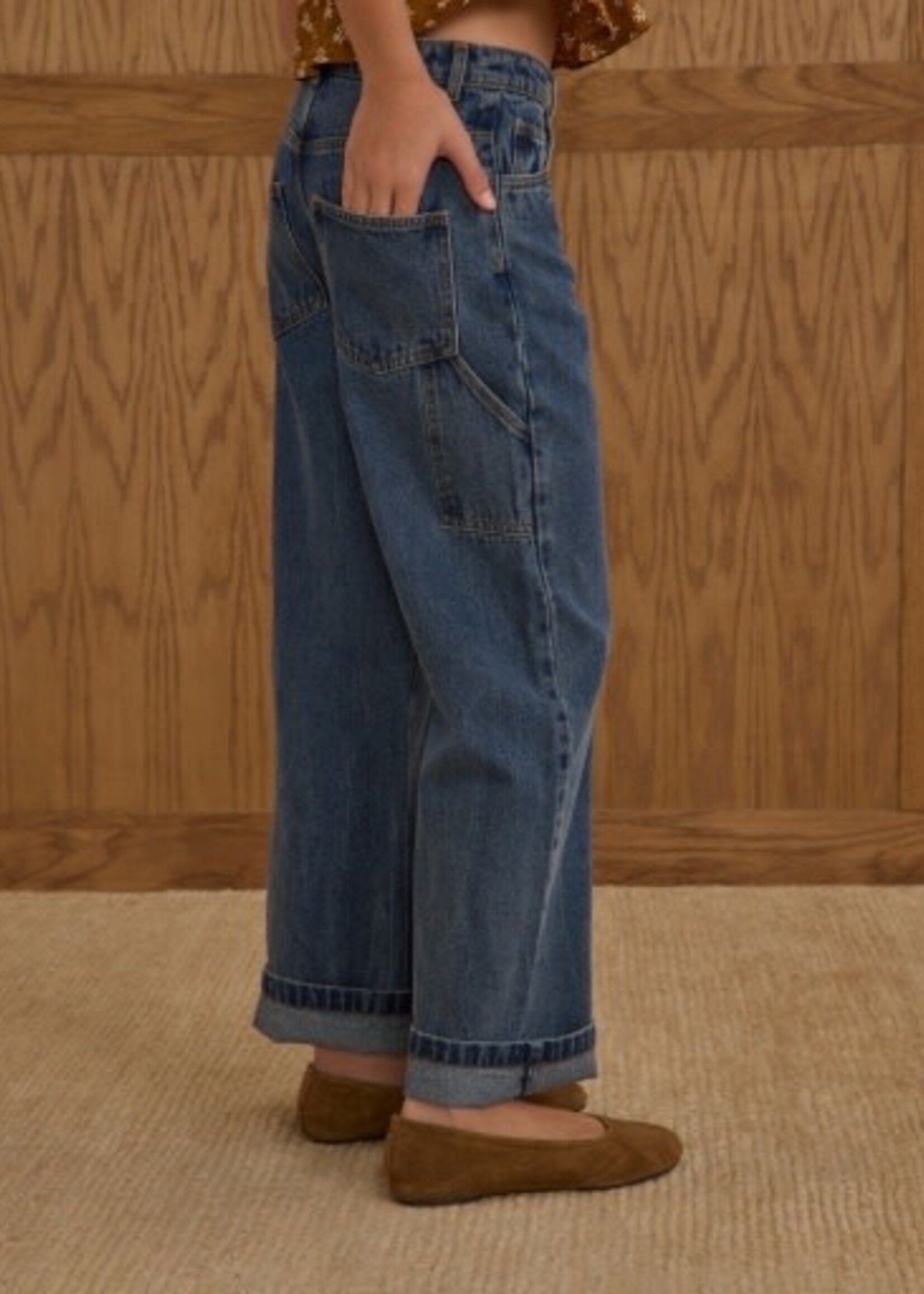 Rylee + Cru LLC BAGGY WIDE LEG PANT INDIGO DENIM