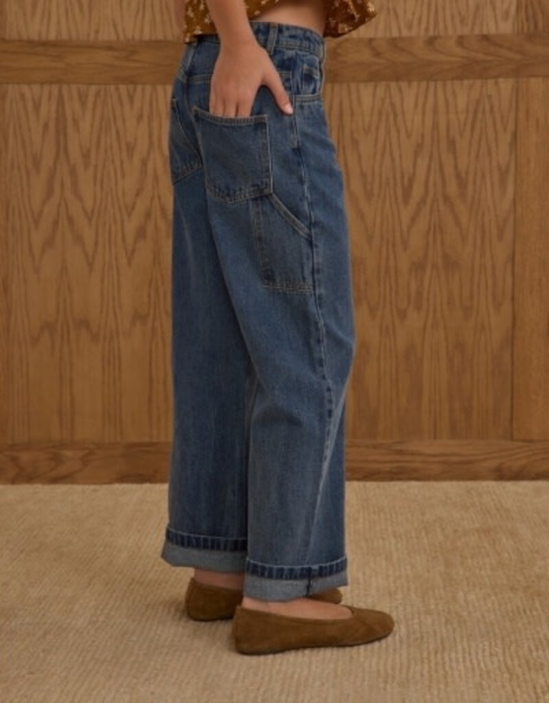 Rylee + Cru Inc. BAGGY WIDE LEG PANT INDIGO DENIM