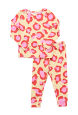 Pink Chicken bamboo pj set yellow oversized leopard