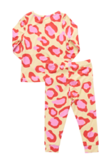 Pink Chicken bamboo pj set yellow oversized leopard