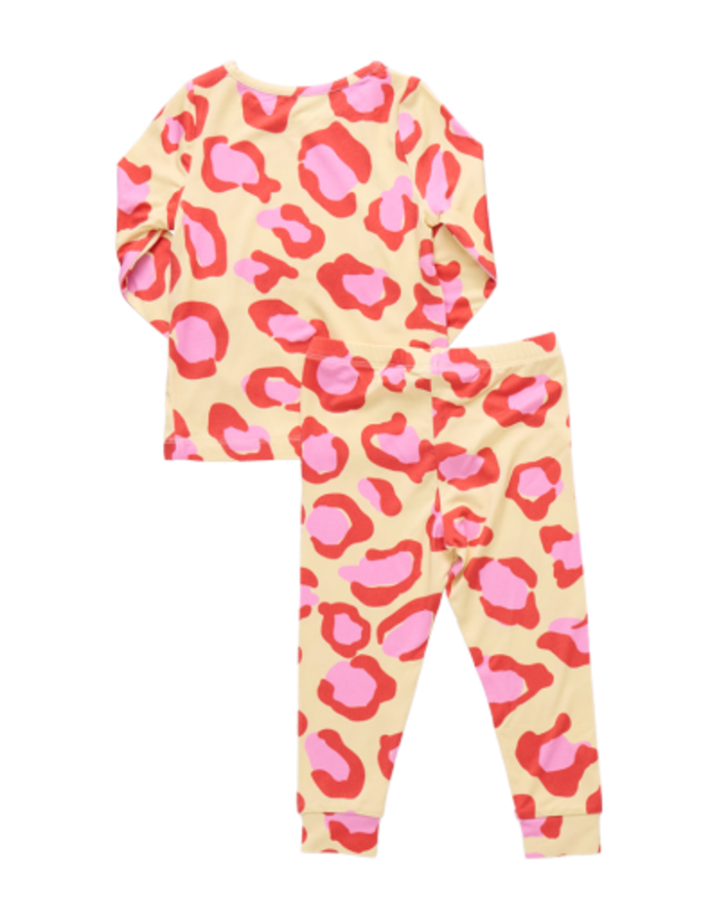 Pink Chicken bamboo pj set yellow oversized leopard