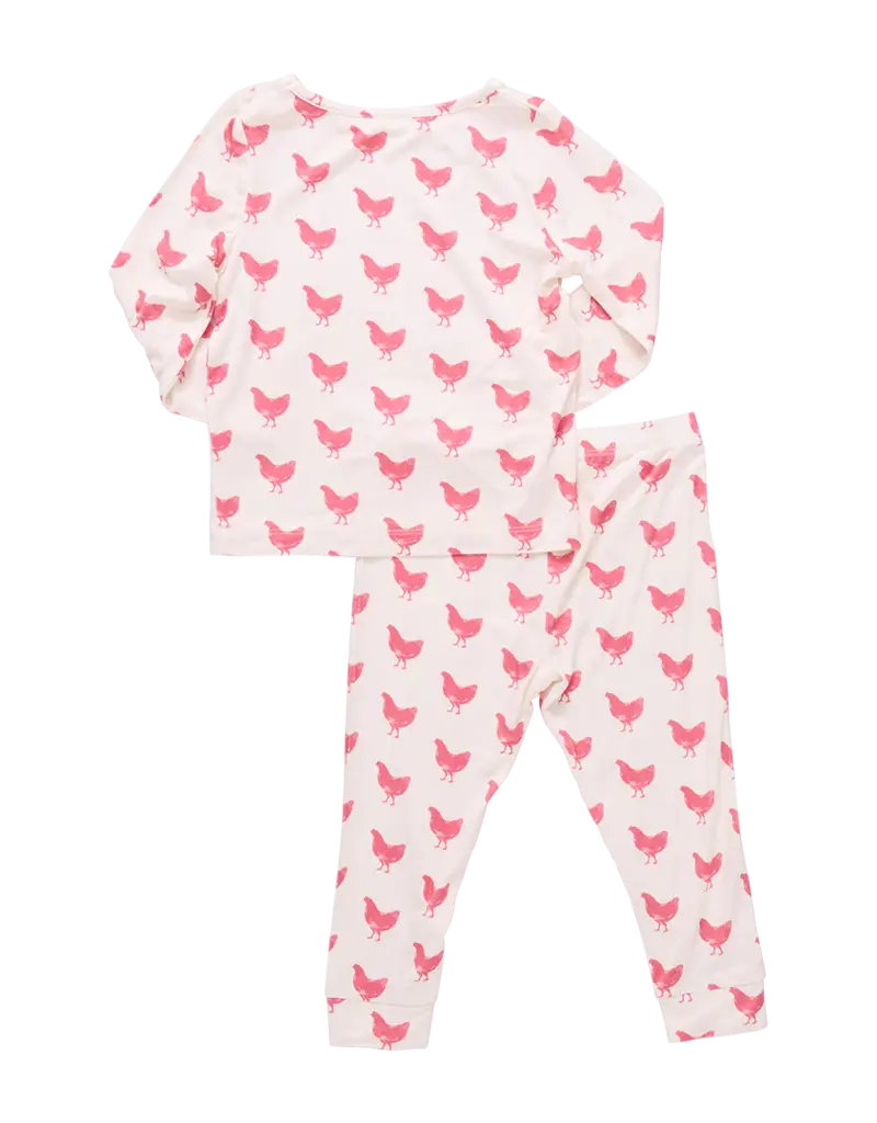 Pink Chicken bamboo pj set pink chickens