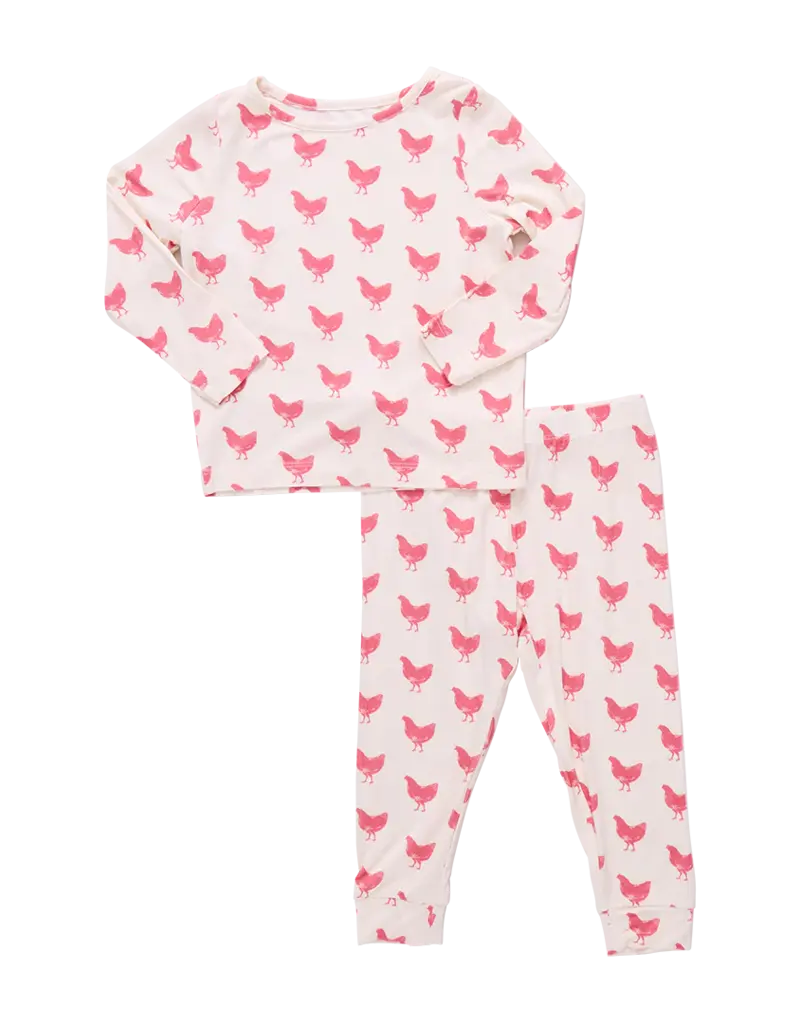 Pink Chicken bamboo pj set pink chickens