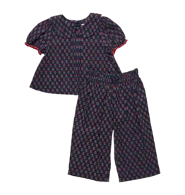 Pink Chicken baby girls dawson 2-piece set navy carnation
