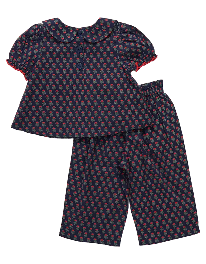 Pink Chicken baby girls dawson 2-piece set navy carnation