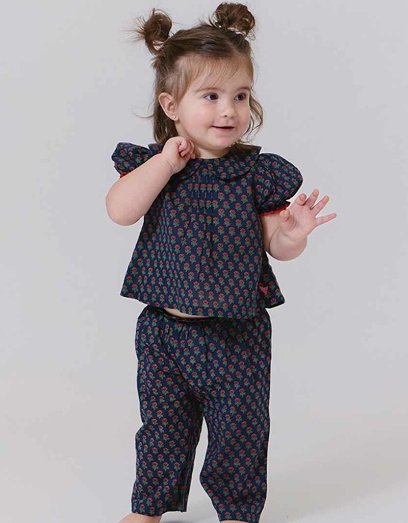 Pink Chicken baby girls dawson 2-piece set navy carnation