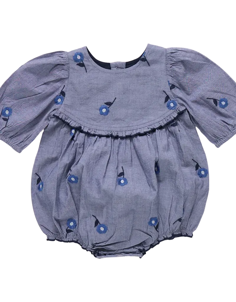 Pink Chicken baby girls rowan bubble blue blossom embroidery