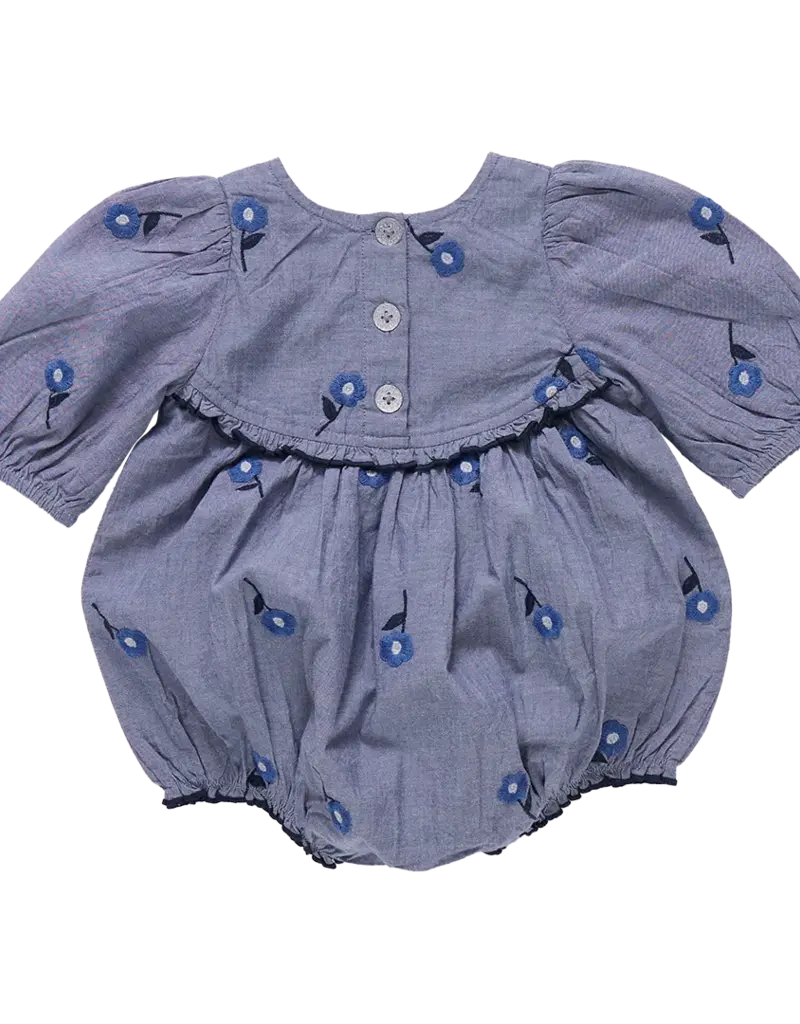 Pink Chicken baby girls rowan bubble blue blossom embroidery