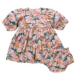Pink Chicken baby girls evelyn dress set watercolor floral