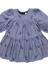 Pink Chicken fiona dress blue blossom embroidery