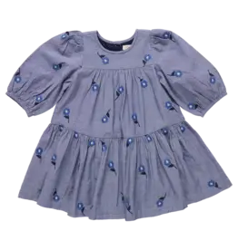Pink Chicken fiona dress blue blossom embroidery