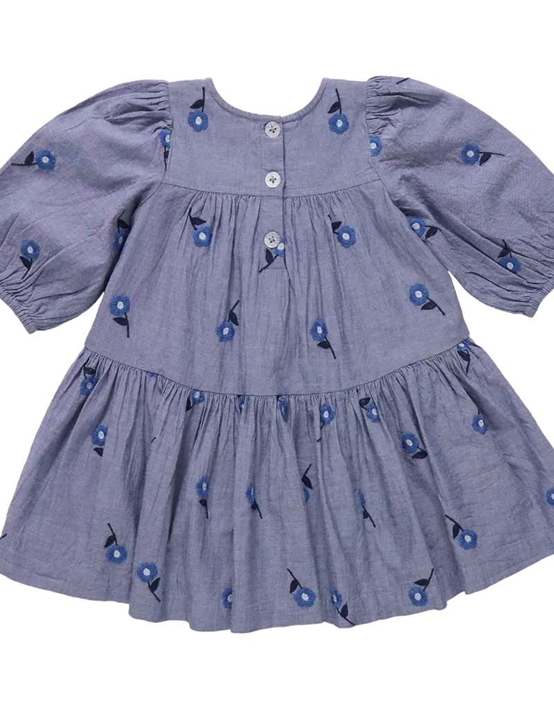 Pink Chicken fiona dress blue blossom embroidery