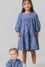 Pink Chicken fiona dress blue blossom embroidery