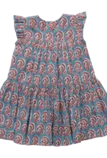 Pink Chicken fiona ruffle dress blue paisley